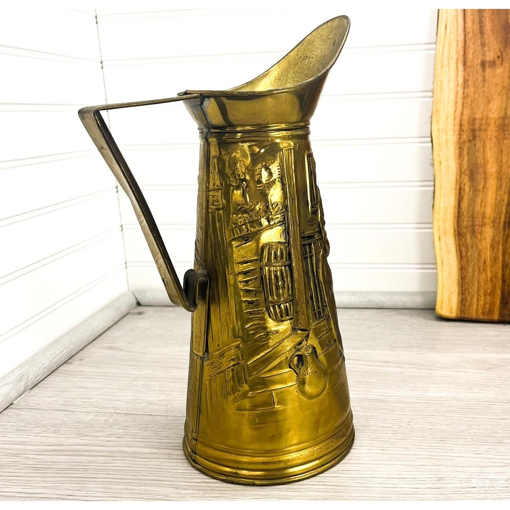 Vintage Peerage‎ Brass Pitcher: English Dinner Scene Carafe